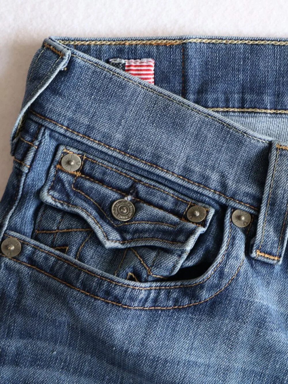 True Religion Ricky Relaxed Straight Jeans Mens 34x32 Flap Pocket Y2K